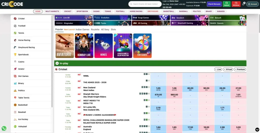Step-by-step Criccode login guide showing username entry, password input, and login button click